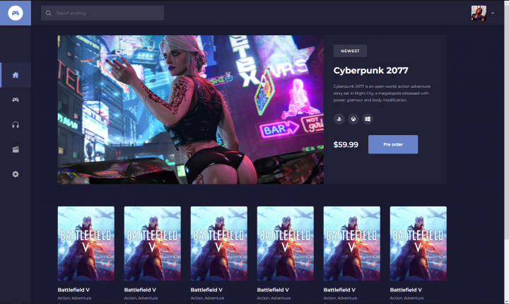 Сайт продажи игр