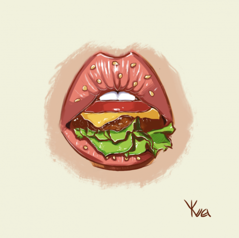 Hamburger Lips Cartoon Illustration