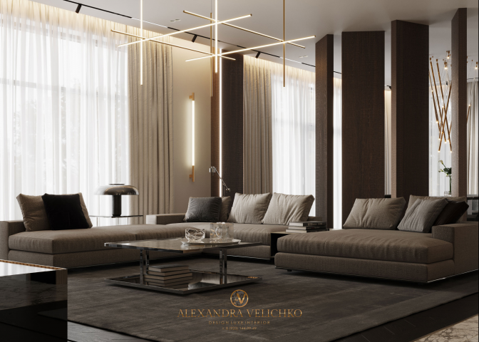 Кухня - гостиная в доме в стиле минимализм