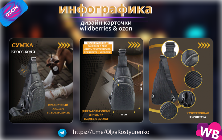 инфографика мужской сумки