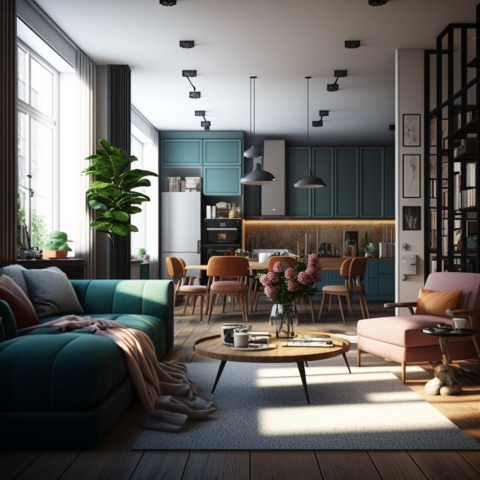 Пример дизайна кухни с залом: