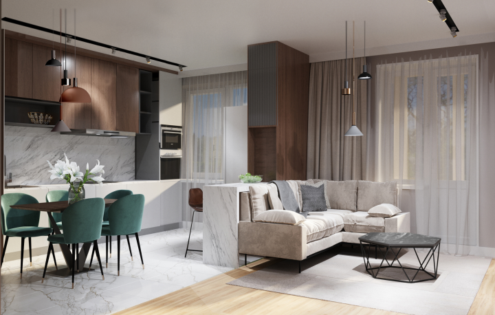 Дизайн кухни- гостиной