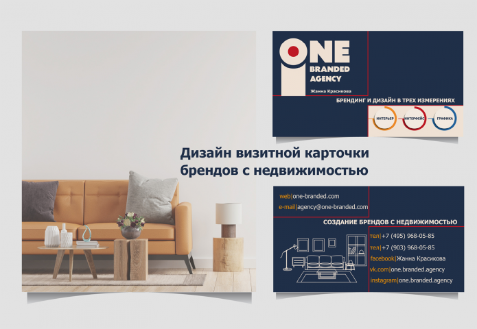 Дизайн визитной карточки агентства "ONE-BRANDED"