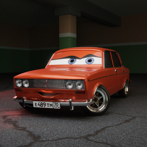 3д модель жигулей в стиле тачки