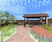 Открытая веранда с барбекю. Чешская деревня