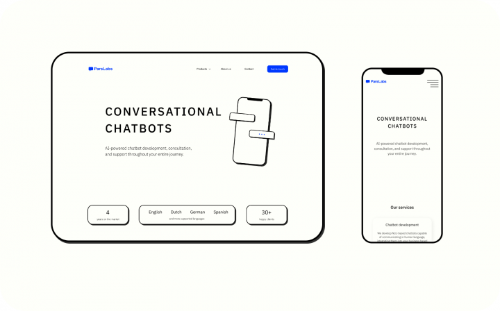 Сайт для компании по разработке ChatBot