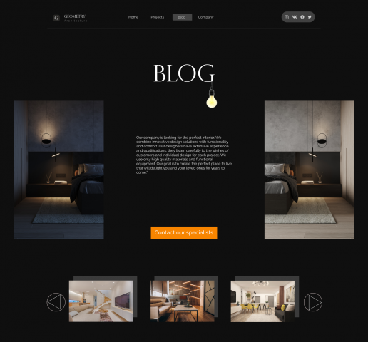 Сайт для студии дизайна интерьера