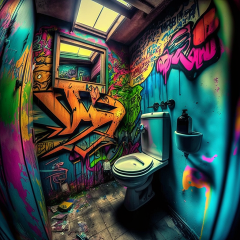 Уборная: яркий арт