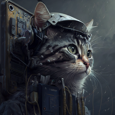 Реалистичный Арт с Кибер - Котом