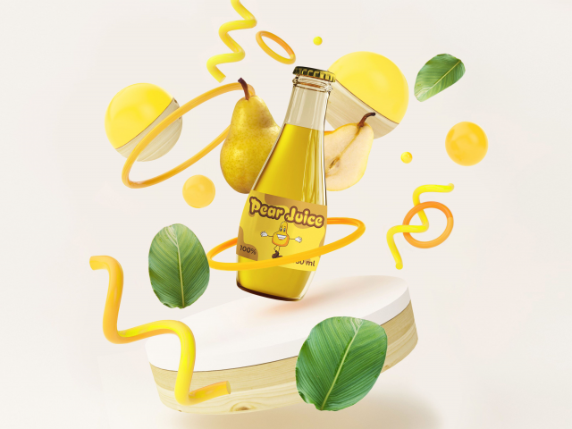 Разработка дизайна этикетки сока и рисовка персонажа