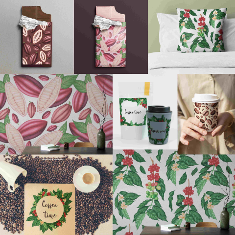 Иллюстрации к теме кофе и какао