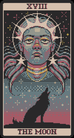 Пиксель-арт карта Таро "Луна"