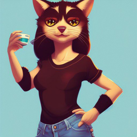 [AI GENERATED] cat hybrid cute character