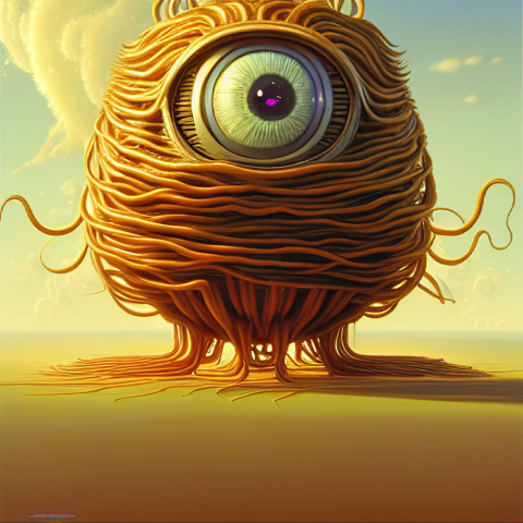 [AI GENERATED] portrait of cute happy Flying Spaghetti