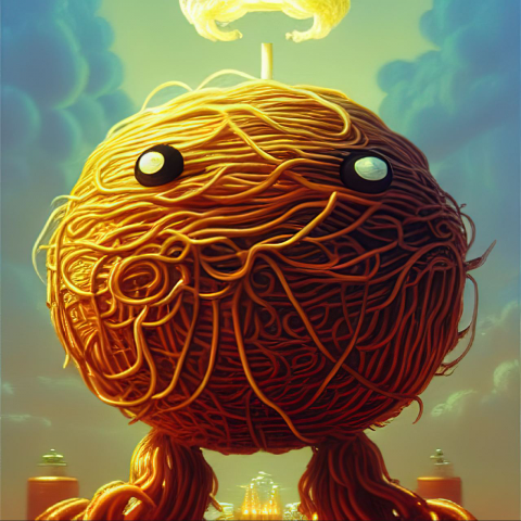 [AI GENERATED] portrait of cute happy Flying Spaghetti