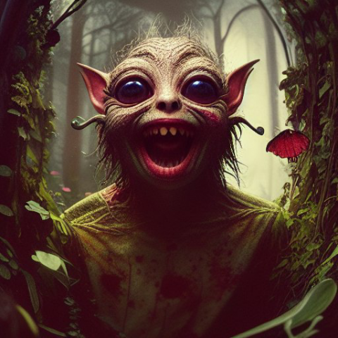 [AI GENERATED] portrait of creepy gremlin