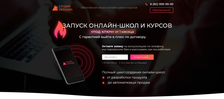 Лендинг запуск онлайн-школ