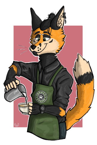 Арт лис бариста готовит кофе