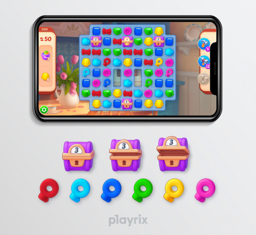 фишки- сундук и ключики