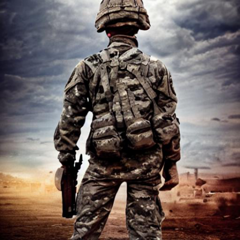 солдат на поле боя