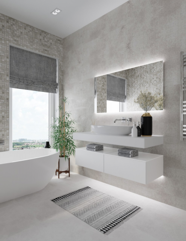 Санузел с отдельностоящей ванной