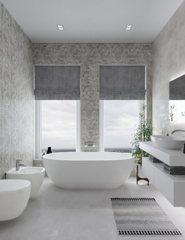 Санузел с отдельностоящей ванной