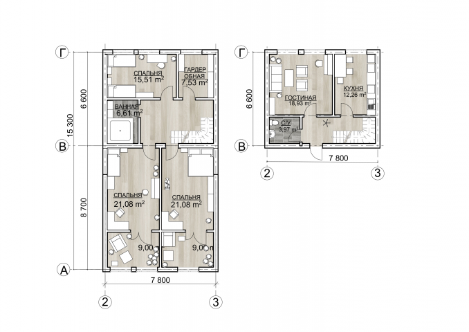 Планировочное решение двухэтажной квартиры