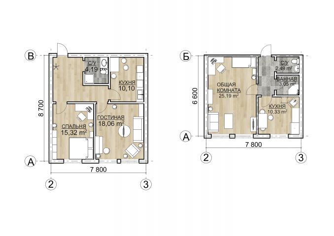 Планировочные решения однокомнатной и двухкомнатной квартир