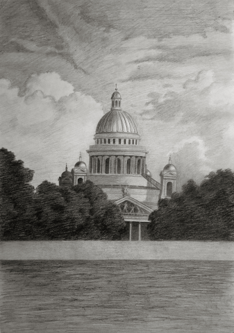 Исаакиевский собор. Бумага, графитный карандаш. Формат А3