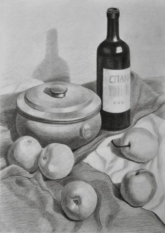 Натюрморт. Бумага, графитный карандаш. Формат А2. Копия