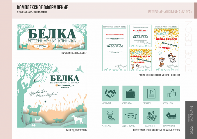 Оформление соц сетей ветеринарной клиники "Белка"