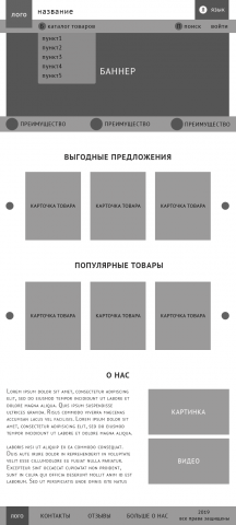 Прототип интернет-магазина для планшета