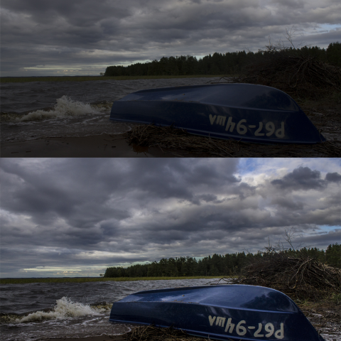 Шторм на побережье Сямозера в Карелии