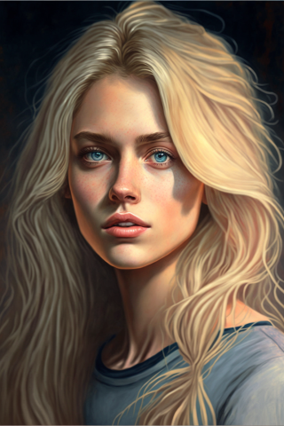 девушка блондинка в 3D