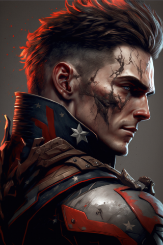Капитан америка в красно черном цвете и реалистичном стиле