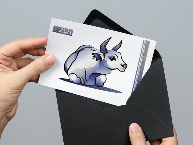 Открытка год Быка 2021