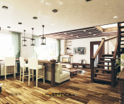 Гостиная с лестницей