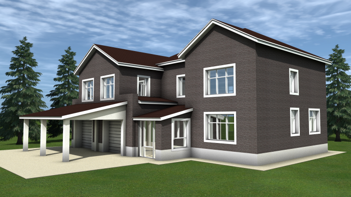 Дизайн облицовки фасада дома фиброцементными панелями KMEW