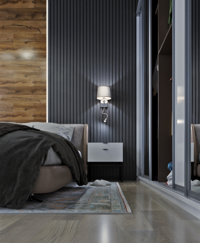 3D визуализация спальной комнаты