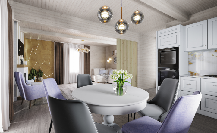 Визуализация интерьера коттеджа по дизайн проекту