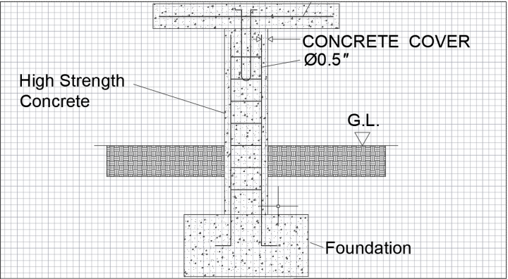 Чертеж усиленной колонны.