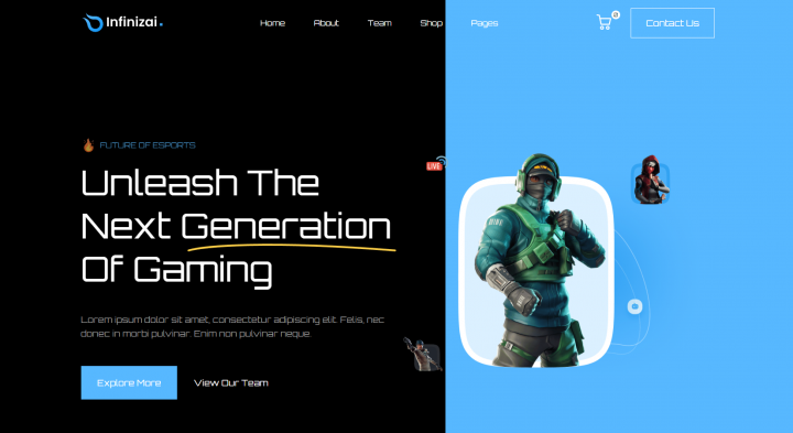 Landing page "Infinizai"