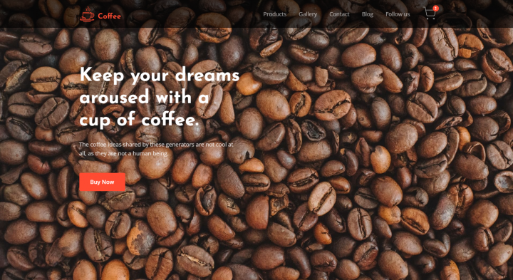 Landing page "Coffee"