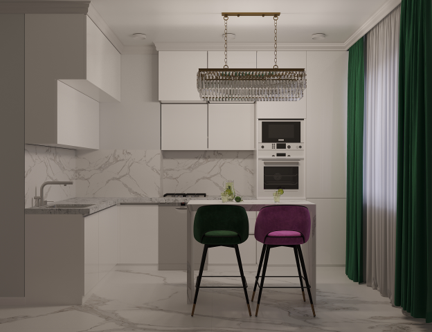 Кухня-гостиная в арт-деко