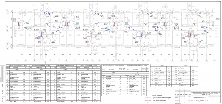План 1го этажа с сетями В1, В2, Т3, Т4