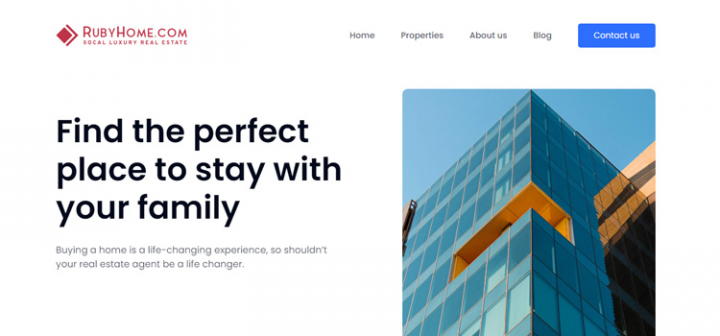 Landing page для агентства недвижимости RubyHome.