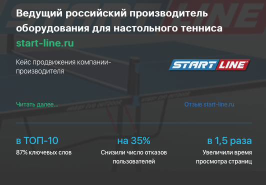 Кейс продвижения компании производителя START-LINE.RU