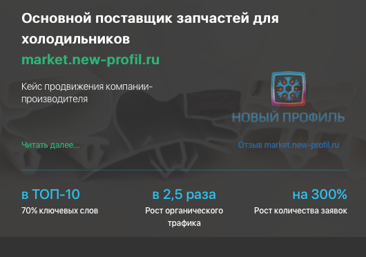 Кейс продвижения компании-производителя MARKET.NEW-PROFIL.RU