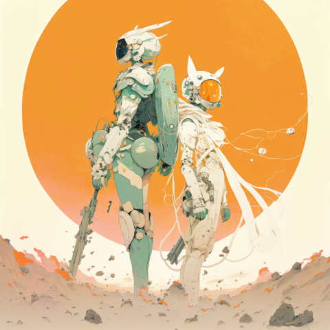 2д арт двух персонажей