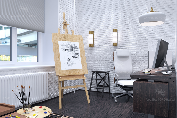 Дизайн интерьера квартиры 104 м2 (Москва) - мастерская художника